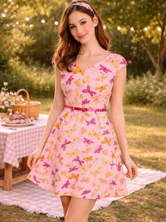 Signature by Sangria Dresses & Skirts - Sangria Pink and Orange Dress with Butterfly Print Sz 8
NWT